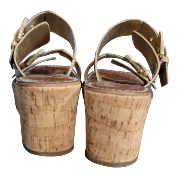 Sam Edelman Anna Beige Patent Leather Buckle Platform Sandals Women's Size 9M - Picture 6 of 8